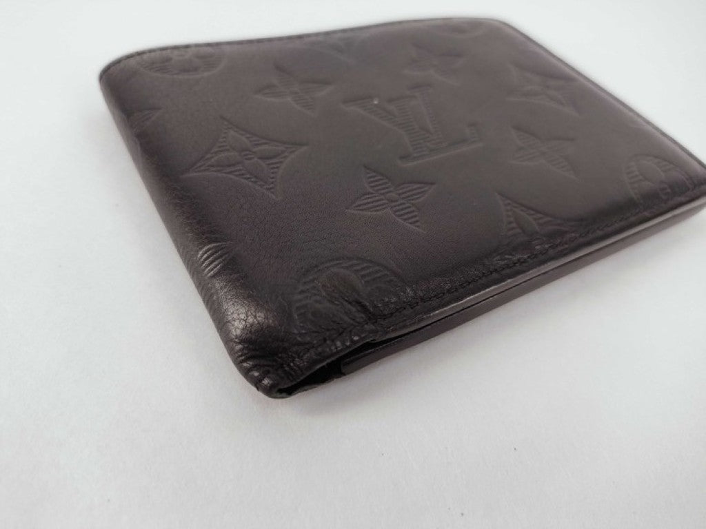 LOUIS VUITTON ルイヴィトン 二つ折り財布 ポルトフォイユ・ミュルティプル M62901 ブラック系 モノグラムシャドウ メンズ 美品