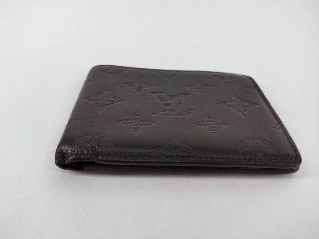 LOUIS VUITTON ルイヴィトン 二つ折り財布 ポルトフォイユ・ミュルティプル M62901 ブラック系 モノグラムシャドウ メンズ 美品