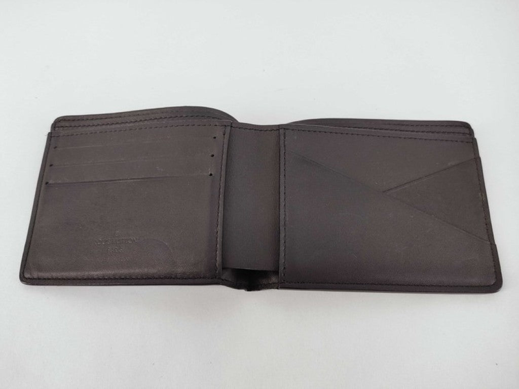 LOUIS VUITTON ルイヴィトン 二つ折り財布 ポルトフォイユ・ミュルティプル M62901 ブラック系 モノグラムシャドウ メンズ 美品