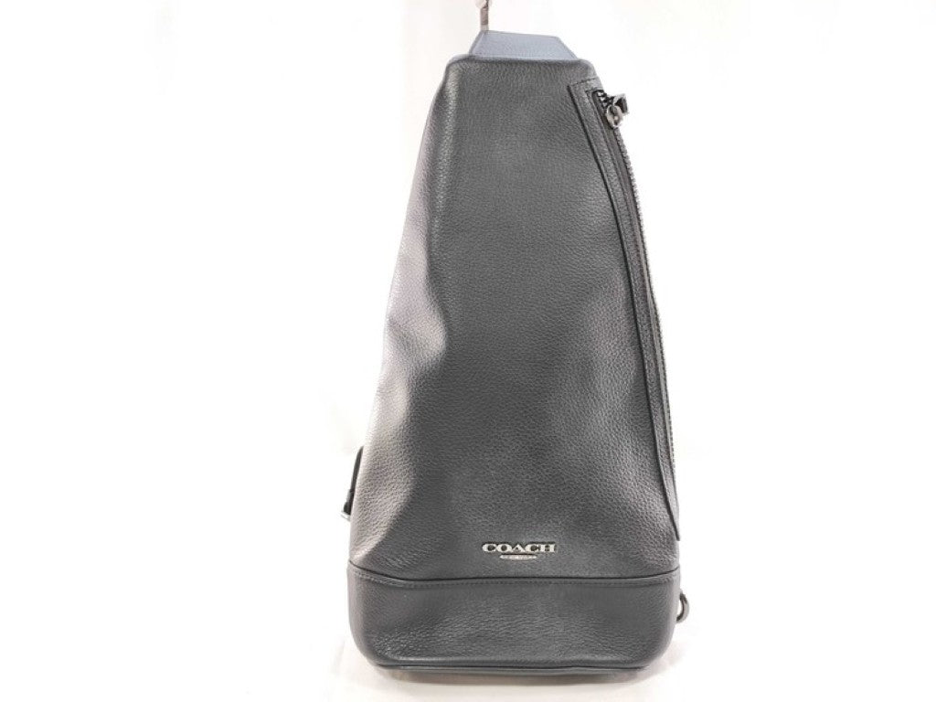 COACH コーチ ボディバッグ ドミニク CY803 ブラック系 レザー メンズ ショルダーバッグ 美品