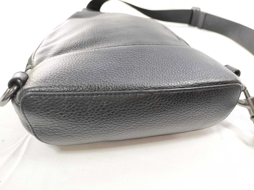 COACH コーチ ボディバッグ ドミニク CY803 ブラック系 レザー メンズ ショルダーバッグ 美品