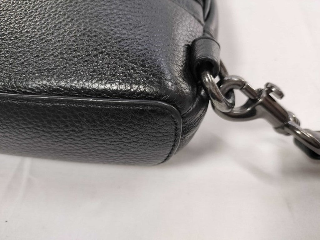COACH コーチ ボディバッグ ドミニク CY803 ブラック系 レザー メンズ ショルダーバッグ 美品