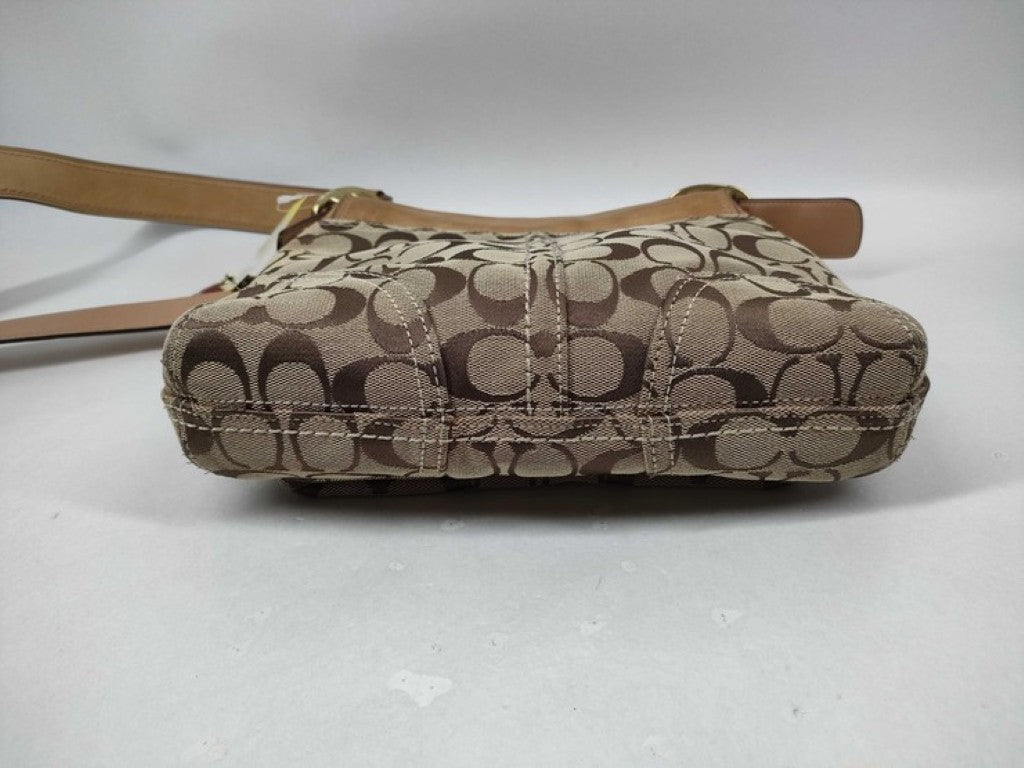 COACH コーチ ショルダーバッグ シグネチャー 12392 ブラウン系 キャンバス レザー レディース ゴールド金具
