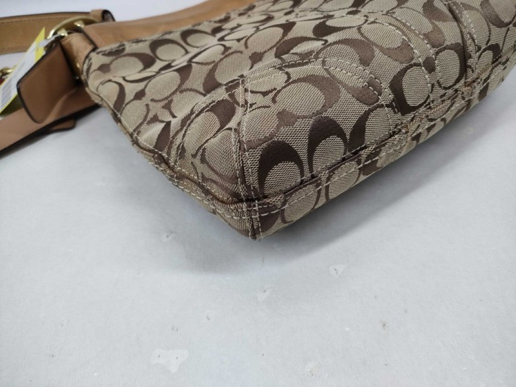 COACH コーチ ショルダーバッグ シグネチャー 12392 ブラウン系 キャンバス レザー レディース ゴールド金具
