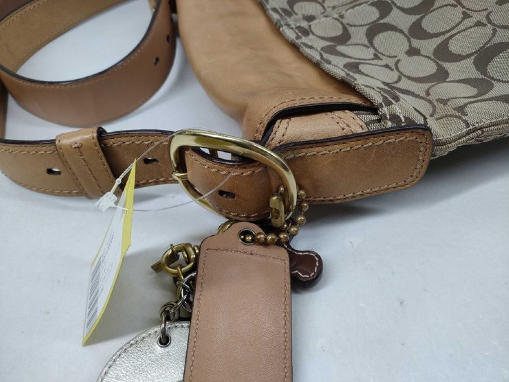 COACH コーチ ショルダーバッグ シグネチャー 12392 ブラウン系 キャンバス レザー レディース ゴールド金具