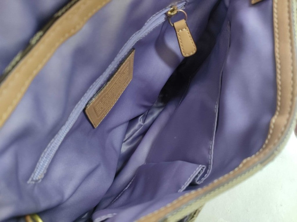 COACH コーチ ショルダーバッグ シグネチャー 12392 ブラウン系 キャンバス レザー レディース ゴールド金具