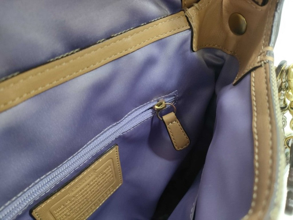 COACH コーチ ショルダーバッグ シグネチャー 12392 ブラウン系 キャンバス レザー レディース ゴールド金具