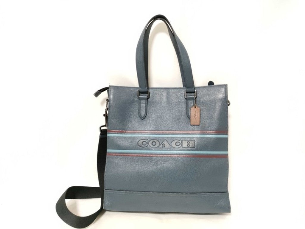 COACH コーチ ハンドバッグ グラハム ストラクチャード トート CH001 ブルー系 レザー ユニセックス 2WAY 美品