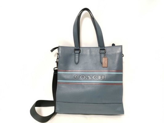 COACH コーチ ハンドバッグ グラハム ストラクチャード トート CH001 ブルー系 レザー ユニセックス 2WAY 美品