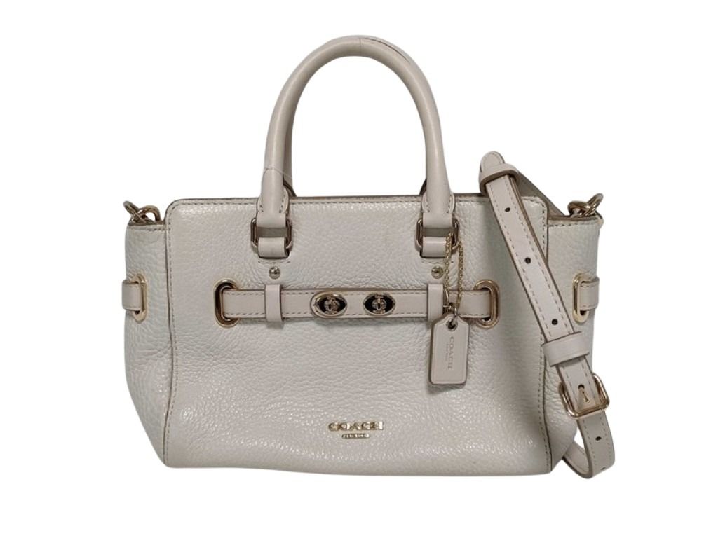 COACH コーチ ハンドバッグ ミニブレイクキャリオール F37635 ホワイト系 レザー レディース 2WAY ゴールド金具 美品