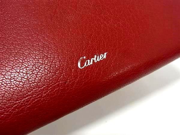 Cartier カルティエ 財布 レ マスト レッド レザー レディース 三つ折り 長財布 美品