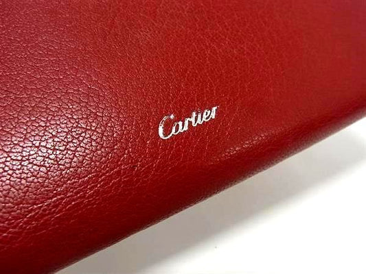 Cartier カルティエ 財布 レ マスト レッド レザー レディース 三つ折り 長財布 美品