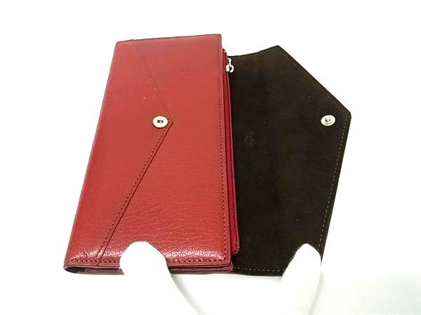 Cartier カルティエ 財布 レ マスト レッド レザー レディース 三つ折り 長財布 美品