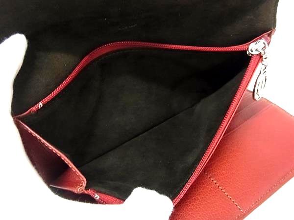 Cartier カルティエ 財布 レ マスト レッド レザー レディース 三つ折り 長財布 美品