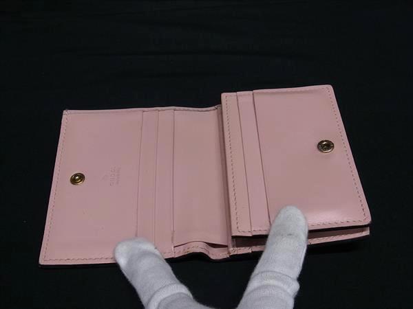 GUCCI グッチ 財布 グッチシマ キャットヘッド 548057 ピンク レザー レディース ゴールド金具 美品