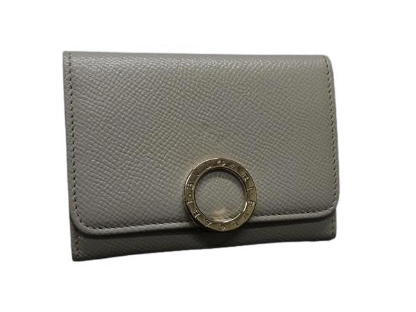 BVLGARI ブルガリ カードケース ブルガリブルガリ アイボリー レザー レディース ロゴクリップ ゴールド金具 美品