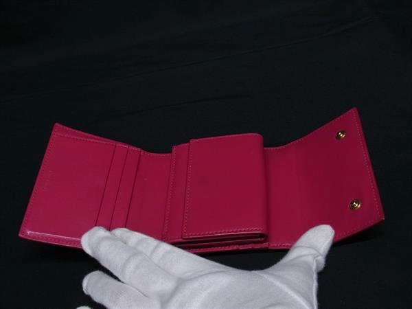 CELINE セリーヌ 財布 スモール トリフォールド ウォレット パープル系 レザー レディース 三つ折り 財布 美品