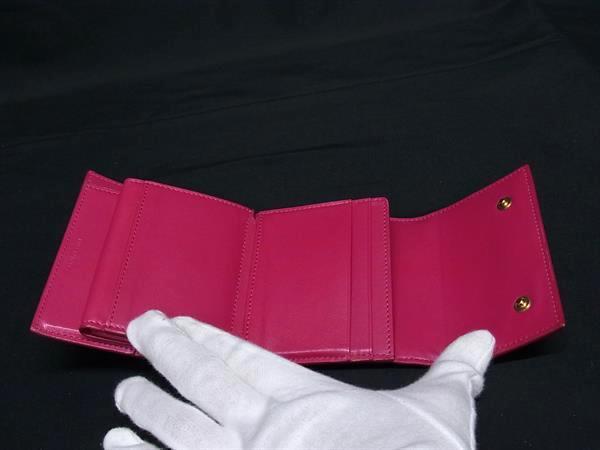 CELINE セリーヌ 財布 スモール トリフォールド ウォレット パープル系 レザー レディース 三つ折り 財布 美品