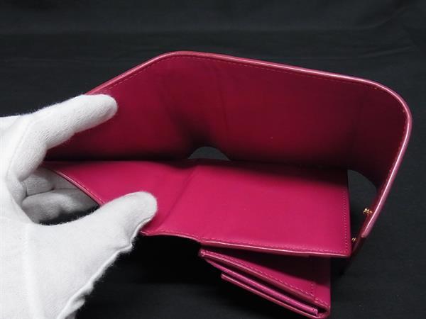 CELINE セリーヌ 財布 スモール トリフォールド ウォレット パープル系 レザー レディース 三つ折り 財布 美品