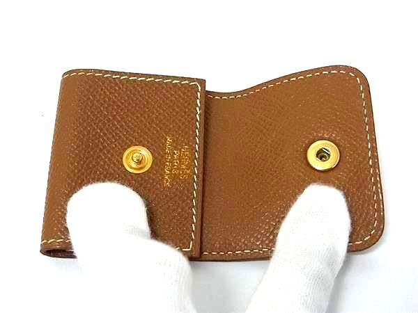 HERMES エルメス ポストイットケース 付箋ケース アラジフ ブラウン ヴォーエプソン レディース ゴールド金具 美品