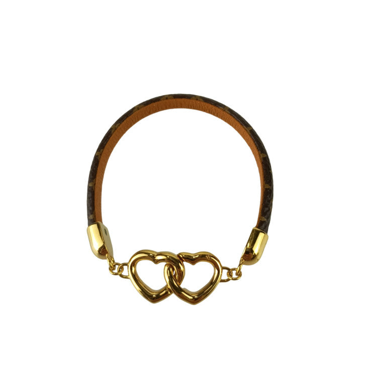 LOUIS VUITTON ルイヴィトン ブレスレット ブラスレ セイイエス M6758F ブラウン モノグラム レディース ゴールド金具 ハート 美品