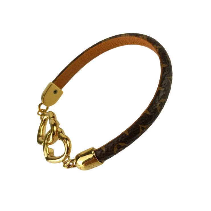 LOUIS VUITTON ルイヴィトン ブレスレット ブラスレ セイイエス M6758F ブラウン モノグラム レディース ゴールド金具 ハート 美品