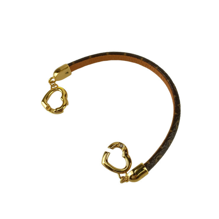 LOUIS VUITTON ルイヴィトン ブレスレット ブラスレ セイイエス M6758F ブラウン モノグラム レディース ゴールド金具 ハート 美品