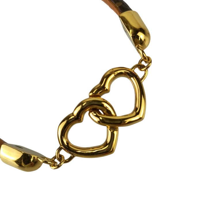 LOUIS VUITTON ルイヴィトン ブレスレット ブラスレ セイイエス M6758F ブラウン モノグラム レディース ゴールド金具 ハート 美品