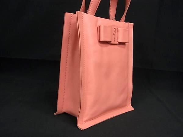 SALVATORE FERRAGAMO フェラガモ ハンドバッグ ヴァラリボン ヴィヴァ GG-212988 ピンク系 レザー レディース 2WAY ショルダーバッグ 美品