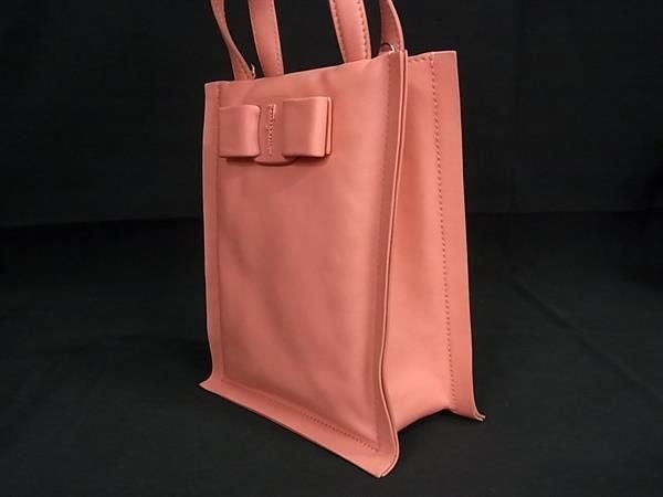 SALVATORE FERRAGAMO フェラガモ ハンドバッグ ヴァラリボン ヴィヴァ GG-212988 ピンク系 レザー レディース 2WAY ショルダーバッグ 美品