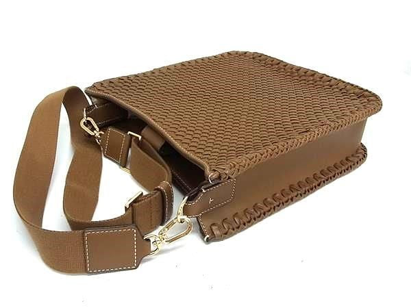 TORY BURCH トリーバーチ ショルダーバッグ ブラウン系 レザー レディース クロスボディ 斜め掛け 美品