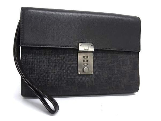 dunhill ダンヒル クラッチバッグ ディーエイト ブラウン系 PVC×レザー メンズ セカンドバッグ 美品