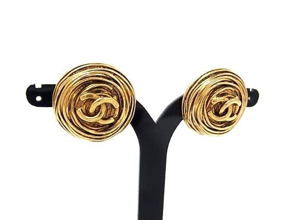 CHANEL シャネル イヤリング ココマーク 94A ゴールド系 メタル レディース クリップ式 美品