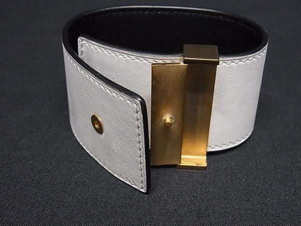 CELINE セリーヌ ブレスレット ホワイト系 レザー レディース ゴールド金具 美品