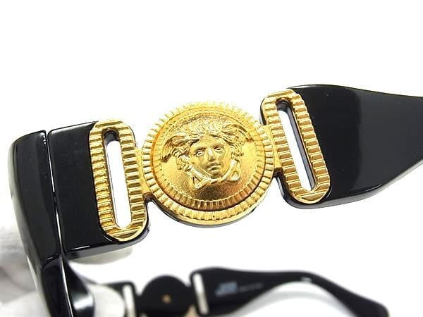 GIANNI VERSACE ジャンニ ヴェルサーチェ サングラス メデューサ MOD.413/A ブラック ゴールド レンズ クリアネイビー系 プラスチック ユニセックス 美品