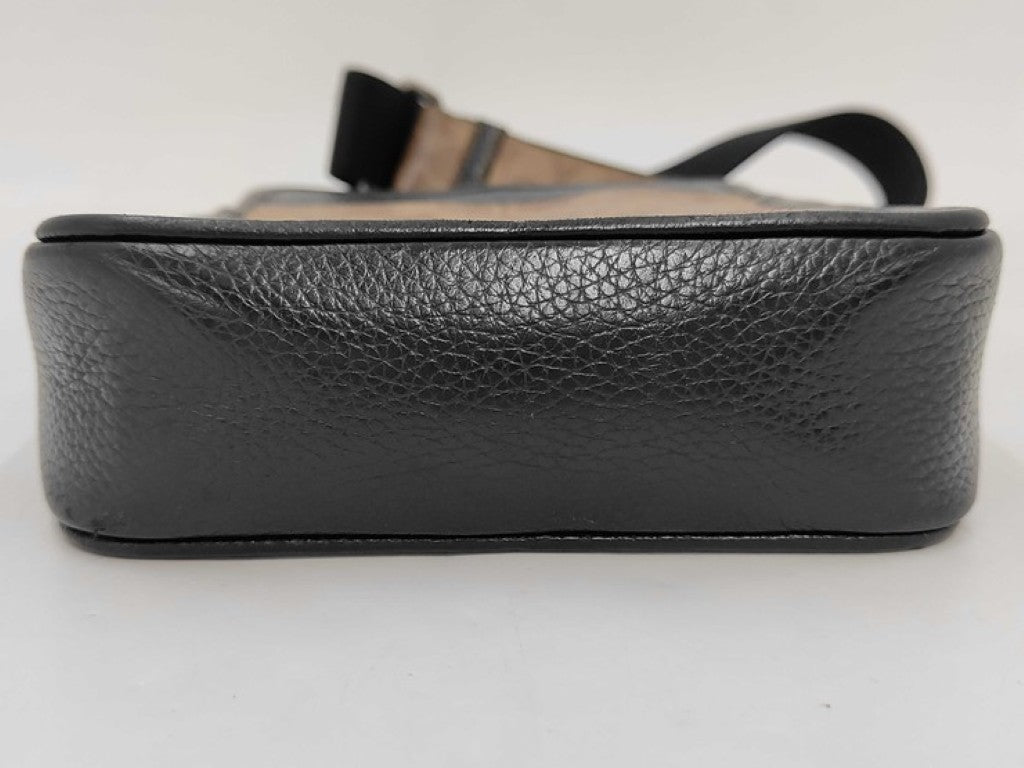 COACH コーチ ショルダーバッグ シグネチャー サリバン CAT78 ベージュ ブラック系 PVC レザー メンズ 美品