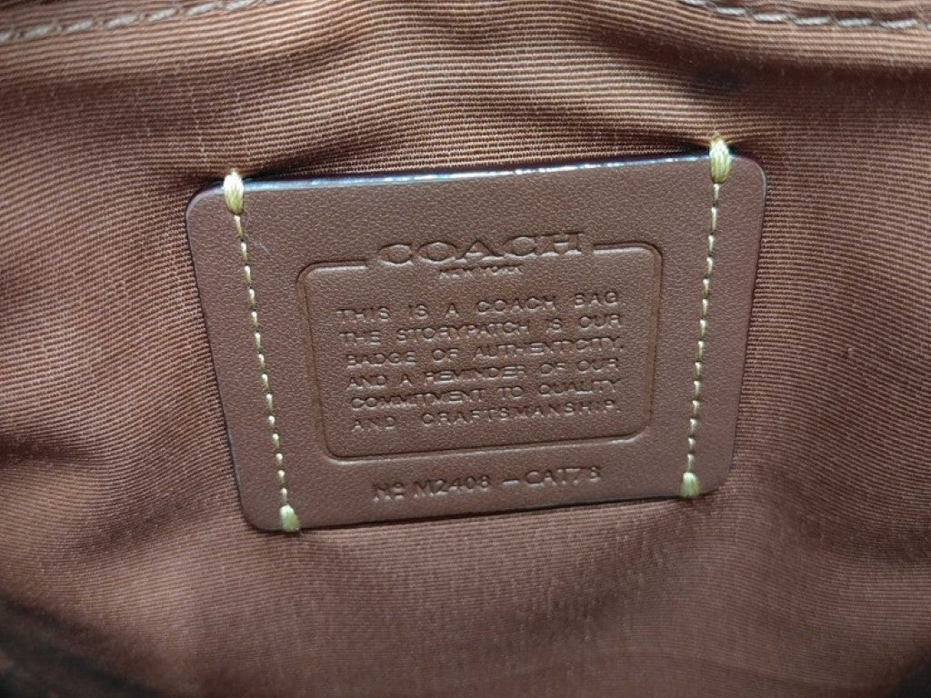 COACH コーチ ショルダーバッグ シグネチャー サリバン CAT78 ベージュ ブラック系 PVC レザー メンズ 美品