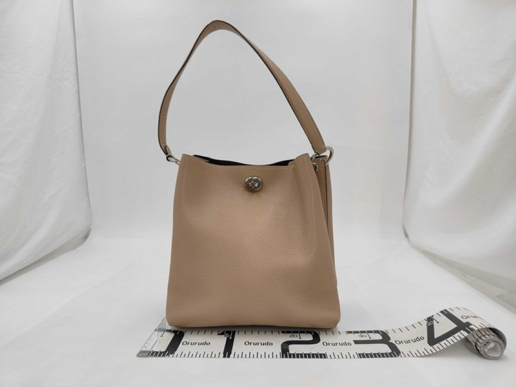 COACH コーチ ショルダーバッグ チャーリー ショルダーバッグ 55200 ベージュ系 レザー レディース シルバー金具 美品