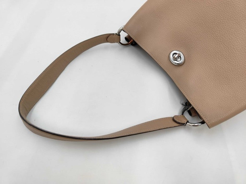 COACH コーチ ショルダーバッグ チャーリー ショルダーバッグ 55200 ベージュ系 レザー レディース シルバー金具 美品
