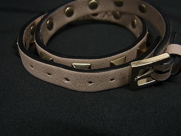 VALENTINO GARAVANI ヴァレンティノ ガラヴァーニ ブレスレット ロックスタッズ ライトトープ系 レザー レディース 2重 美品