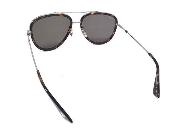 GUCCI グッチ サングラス アビエイター GG0062S シルバー ブラウン系 メタル プラスチック レディース ティアドロップ べっ甲調 美品