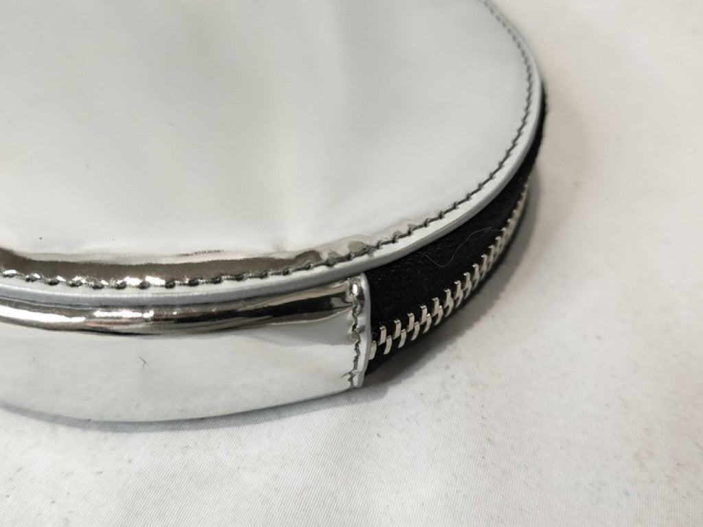 PRADA プラダ ショルダーバッグ トライアングルロゴ 1NR003 シルバー系 レザー レディース チェーン シルバー金具 美品