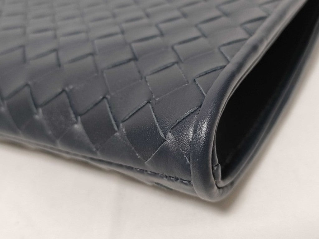 BOTTEGA VENETA ボッテガヴェネタ クラッチバッグ イントレチャート 406021 ブラック系 レザー メンズ 美品