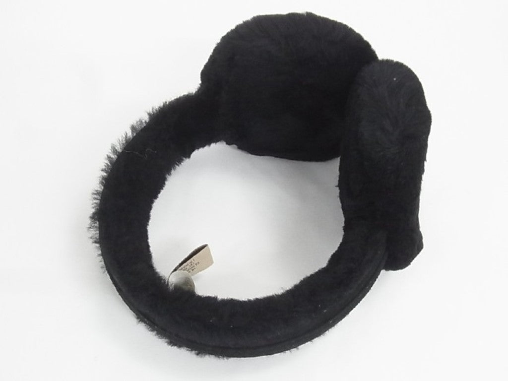 UGG アグ イヤーマフラー Wired Earmuffs ワイヤードイヤーマフ ブラック系 シープスキン スエード ムートン ユニセックス イヤーウォーマー ヘッドホン 有線 美品