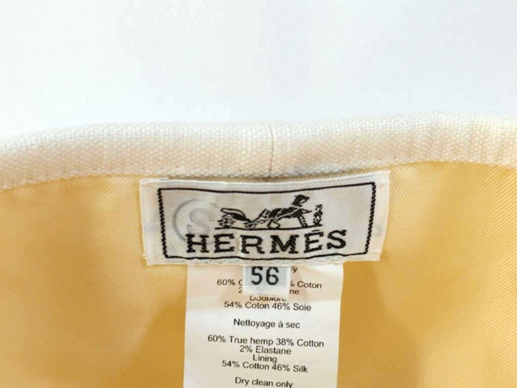 HERMES エルメス キャップ GABRIELLE ガブリエル H231036N ホワイト系 ヘンプ コットン ユニセックス ベレー帽 美品