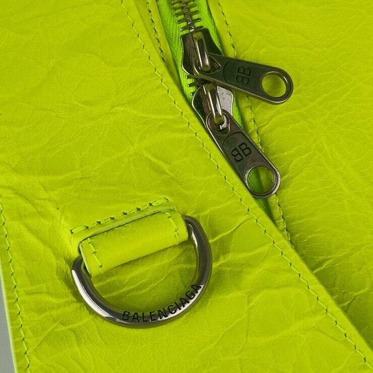 BALENCIAGA バレンシアガ ボディバッグ スーパービジー XS スリング バッグ 762516 イエロー系 レザー レディース シルバー金具 ショルダーバッグ 超美品