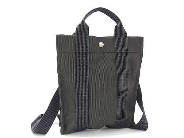 HERMES エルメス リュックサック エールライン アドPM グレー キャンバス レディース シルバー金具
