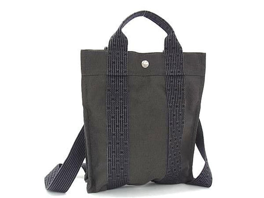 HERMES エルメス リュックサック エールライン アドPM グレー キャンバス レディース シルバー金具