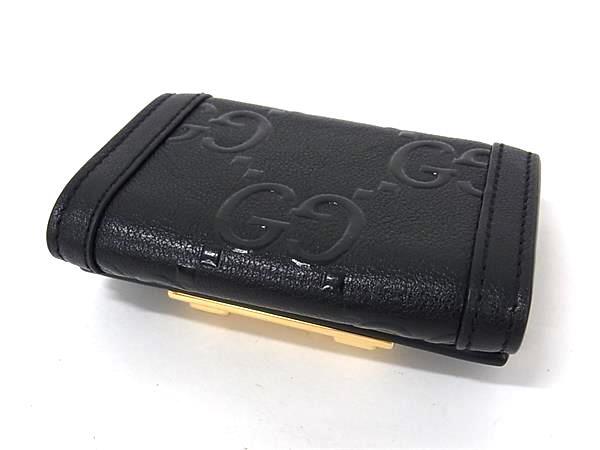 GUCCI グッチ キーケース GGマーモント 676153 ブラック レザー ユニセックス 6連 ゴールド金具 美品