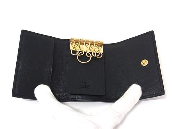 GUCCI グッチ キーケース GGマーモント 676153 ブラック レザー ユニセックス 6連 ゴールド金具 美品